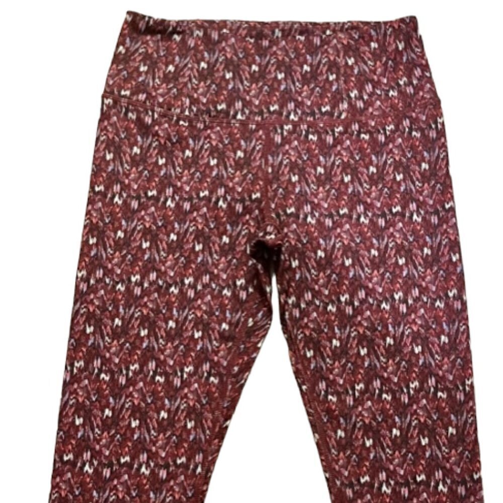 Manduka NWOT Women's Yoga Legging Essential Capri in Adaptation Print Burgundy M - Picture 4 of 14
